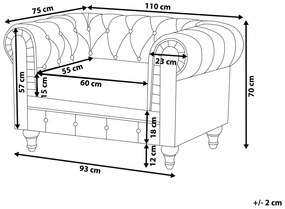 Čalúnené kreslo svetlosivé CHESTERFIELD Beliani