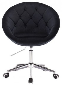 LuxuryForm DESIGN Kreslo VERA VELUR na striebornej podstave s kolieskami - čierne