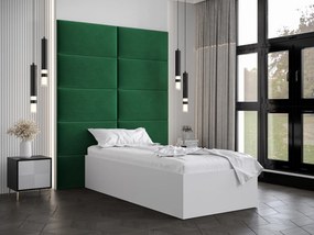Jednolôžková posteľ s čalúneným čelom 90 cm Brittany 1 (biela matná + zelená) (s roštom). Vlastná spoľahlivá doprava až k Vám domov. 1045864