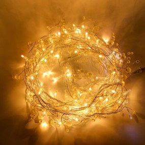 Svetelná reťaz s kryštálmi 8 m, teplá biela s bleskom, Eco Fix