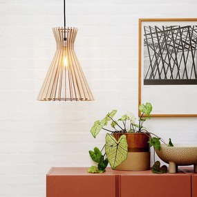 Závesná lampa Groa, z dreva, svetlé drevo