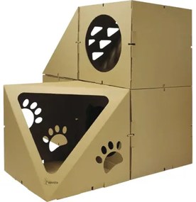 Domček pre mačky kartónový BASIC 54 x 54 x 54 cm dvojposchodový