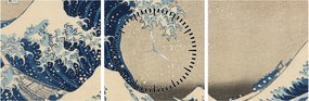 Obraz - Katsushika Hokusai, Under the Wave off Kanagawa, reprodukcia (s hodinami) (90x30 cm)