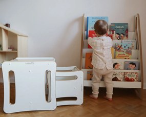Otvorená montessori knižnica pre deti od 1 roka (biela), 83 x 90 cm