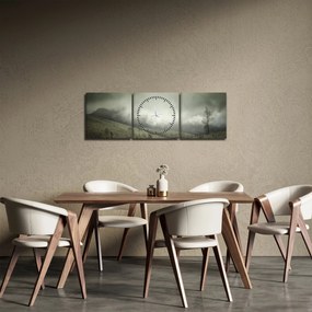 Obraz krajiny pred búrku (s hodinami) (90x30 cm)