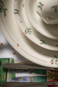 Porcelánový tanier s cesmínou a puníkmi Holly Christmas - Ø 28 cm