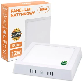 BERGE LED panel štvorcový 170x170x35mm prisadený - 12W - 230V - 860Lm - teplá biela