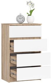 Komoda Kuba 60 cm - 4 zásuvky dub sonoma/biela