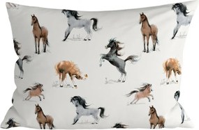 Sada 2 ks dekoračných obliečok na vankúš HORSE DREAM 40x60 cm, biela