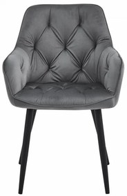 Jedálenská stolička JORK zamatová, tmavosivá (čierne nohy)