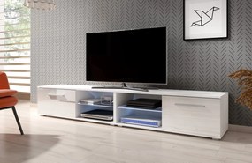 TV stolík MOON DOUBLE 200 cm s LED osvetlením biely