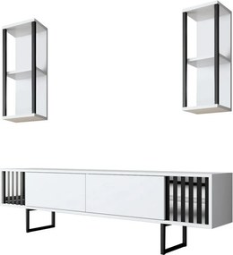 Televízny stolík s policami Chrome White and Black