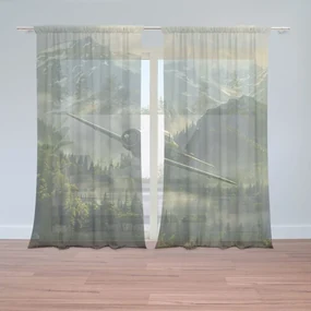 Sablio Záclony Bojové lietadlo v horách: 2ks 150x250cm