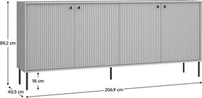 Komoda ARIS 4D, sivá