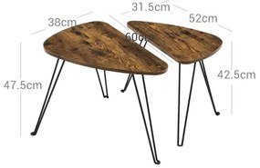 Sada 2x odkladacích stolíkov ELDUR hnedá/čierna