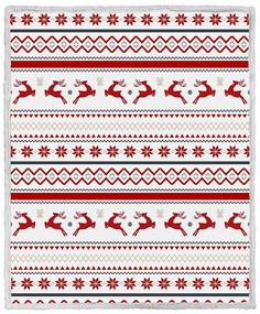 Magnat Vianočná biela baránková deka z mikroplyšu RETRO CHRISTMAS Rozmer: 160 x 200 cm