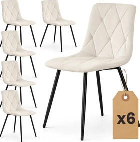 Sada šiestich jedálenských stoličiek MILO zamatové, béžové / čierne nohy (6 ks)