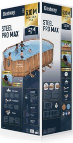 LEAN Rámový oválny záhradný bazén Power Steel 610 x 366 x 122 cm