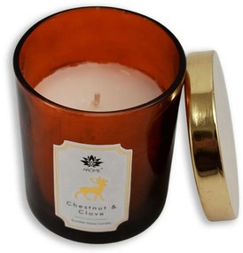 Arome Sviečka vo farebnom skle s viečkom, Chestnut & Clove, 125 g