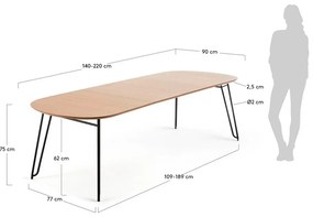 Rozkladací jedálenský stôl v dekore duba v prírodnej farbe 90x140 cm Novac – Kave Home