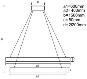 LED Stmievateľný luster na lanku LED/140W/230V 3000-6500K + diaľkové ovládanie