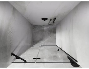 Mexen, Mexen Lunar ľavé výklopné sprchové dvere 95 cm, transparentné, čierne - 834-095-000-70-00-L