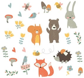 Súprava nástenných detských samolepiek Ambiance Funny Scandinavian Animals