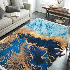 Protišmykový koberec v modrej farbe s abstraktným vzorom Šírka: 160 cm | Dĺžka: 220 cm