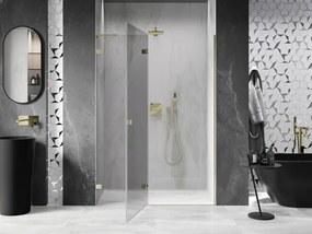 Mexen, Mexen Lunar L Otočné ľavé sprchové dvere 130 cm, transparentné, zlaté - 834L-130-000-50-00-L