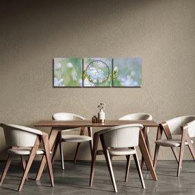Obraz - Jemné kvety (s hodinami) (90x30 cm)