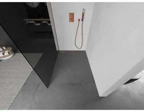 Mexen Kioto L, sprchová zástena Walk-In 90 x 200 cm, 8mm šedé sklo, medený matný profil, 800-090-103-65-40
