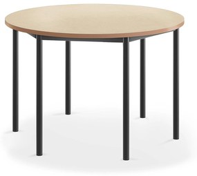 Stôl SONITUS, kruh, Ø1200x760 mm, linoleum - béžová, antracit