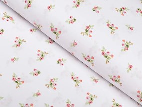 Biante Bavlnené posteľné obliečky Sandra SA-393 Vidiecke ružičky na bielom Predĺžené 140x220 a 70x90 cm