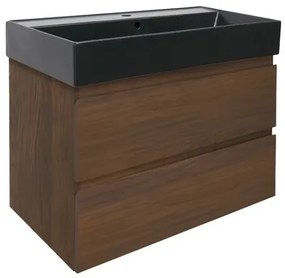 Kúpeľňová skrinka s umývadlom SAT B-Way 80x30x45 cm matný orech BWAY80NUTU4B