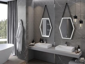Mexen Orla, LED kúpeľňové zrkadlo s podsvietením a čiernym rámom 60x80 cm, 6000K, ochrana proti zahmlievaniu, 9815-060-080-611-70
