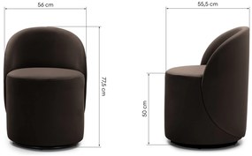 Otočné designové křeslo Enzo velur čokoládové