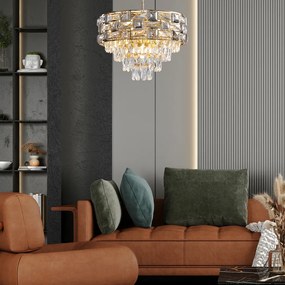 EUlight Luster Luxuria, 1x krištáľové/zlaté kovové tienidlo, (fi 50cm), g
