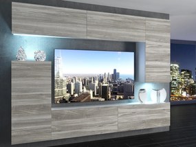 Obývacia stena 250 cm Belini šedý antracit Glamour Wood Imperium8  MP 8/5/W/GW1/0/0