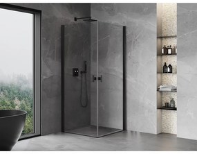 Mexen Mist-B Duo, 2-krídlový výklopný sprchový kút 90 x 90 cm, číre sklo, čierny profil, 8A2-090-090-70-00