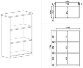 Kancelársky regál ARRISTO LUX, 800 x 400 x 1236 mm, breza