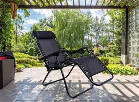 Záhradné plážové relaxačné kreslo Regina, čierna