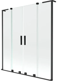 Mexen Velar L Duo, 2-krídlová posuvná vaňová zástena 140 x 150 cm, 8mm číre sklo, čierna matná, 896-140-003-02-70