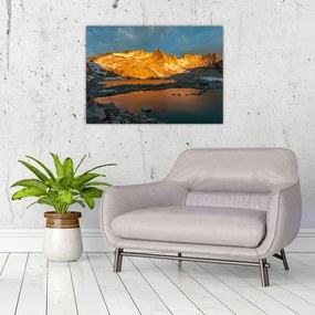 Sklenený obraz vysokohorskej krajiny (70x50 cm)