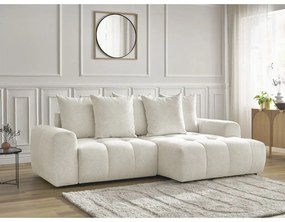 Biela ženilková rozkladacia/s úložným priestorom rohová pohovka (pravý roh/s leňoškou) Roxelane – Bobochic Paris