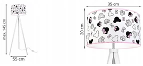 Detská stojacia lampa Minnie, 1x textilné tienidlo, (výber z 2 farieb konštrukcie)