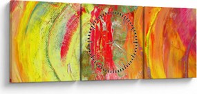 Obraz abstrakcie - maľba (s hodinami) (90x30 cm)