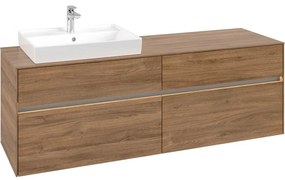 VILLEROY &amp; BOCH Collaro závesná skrinka pod umývadlo na dosku (umývadlo vľavo), 4 zásuvky, s LED osvetlením, 1600 x 500 x 548 mm, Oak Kansas, C022B0RH