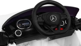 Ramiz Mercedes Benz GT batéria pre deti biela + diaľkové ovládanie + pomalý štart + MP3 LED