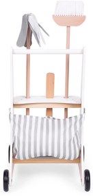 Drevený upratovací vozík béžový