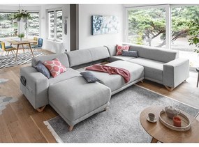 Svetlosivá rozkladacia/s úložným priestorom rohová pohovka (pravý roh/do tvaru "U") Classy Sophie – Miuform